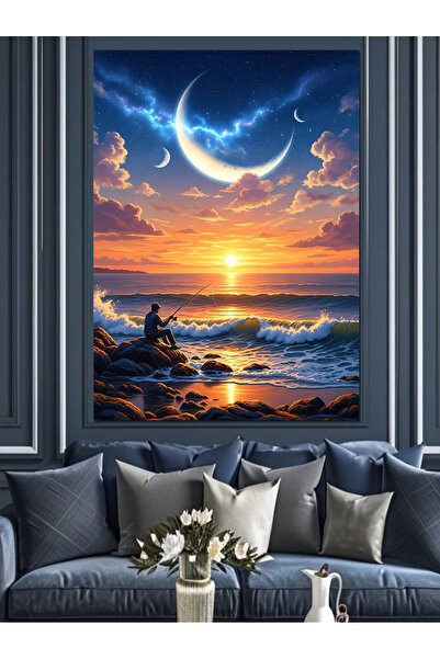 KanvasSepeti În lumina lunii Pictură în ulei de înaltă calitate texturat Canv...