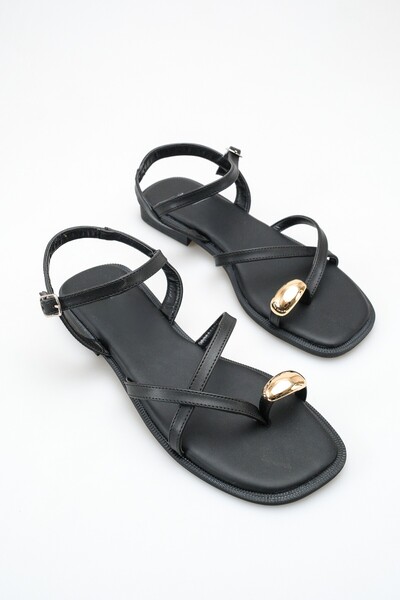 MARSEDO Flip-flops pentru femei cu accesorii aurii talpă plată Daily sandale ...