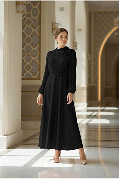 hakimoda İncigül İ Silk Rganze Evening Dress Black