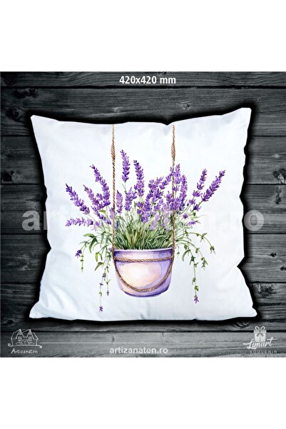 LimArt Perna decorativa, 45x45 cm, design imprimat cu buchet de flori in ghiv...