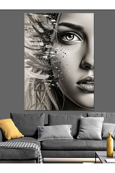 KanvasSepeti Στολισμένο με φτερά πουλιών Υψηλής ποιότητας ελαιογραφία Με υφή ...