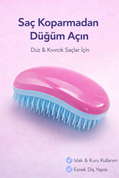 xolo Düğüm Açıcı Saç Tarağı Düz ve Kıvırcık Saçlar İçin Islak Kuru Kullanım D...