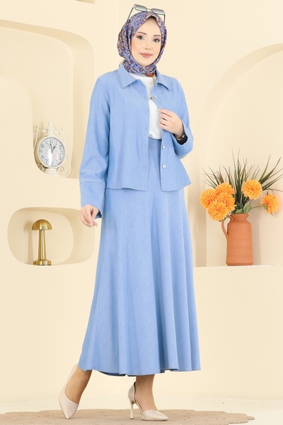 ModaMerve Etekli İkili Takım 6287BSK463-MS Açık Kot