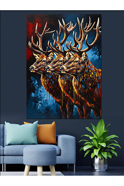 KanvasSepeti Trei culori aurii Pictură în ulei de înaltă calitate texturat Ca...