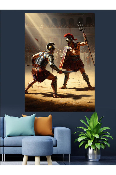 KanvasSepeti Antique Gladiator Pictură în ulei de înaltă calitate texturat Ca...