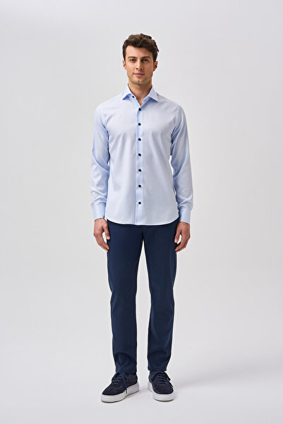 Bisse Studio Long Sleeve Regular Fit Italian Collar Pocketless Men's Light Bl...