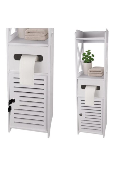 zola Bathroom cabinet, 4 shelves, built-in toilet paper holder, WPC/ABS, 80x2...