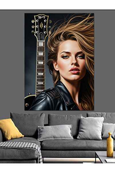 KanvasSepeti Chitarist Pictură în ulei de înaltă calitate texturat Pânză Pict...