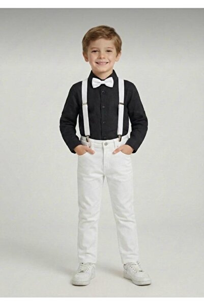 NACAR STORE Boys' April 23 October 29 Black Long Sleeve Shirt White Pants Whi...