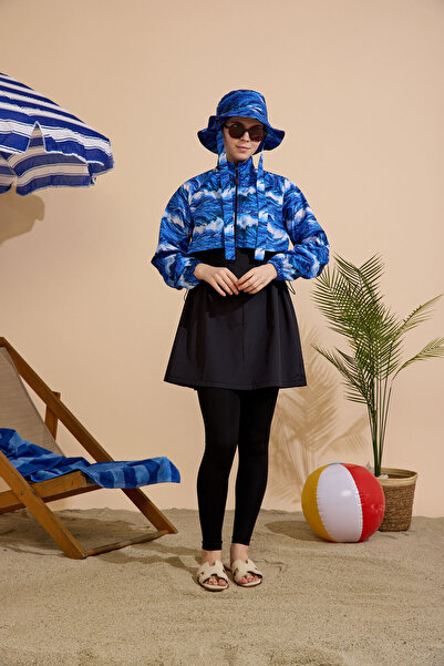 GAVLİA Women's Hijab Swimsuit 5-Piece Set - Half-Covering Zippered..