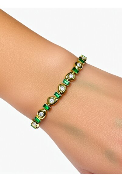 QUEENELA Steel bracelet with zircon stones