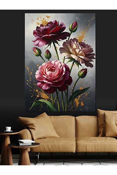 KanvasSepeti Două picturi în ulei de înaltă calitate într-o vază do texturat ...