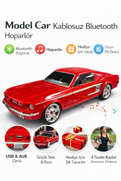 Kitchen Queen Home Klasik Model Araba Tasarımlı Kablosuz Bluetooth Hoparlör