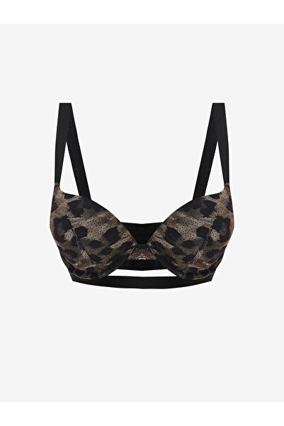 LC Waikiki Lcw Dream Brown Underwire Padded Leopard Pattern Fancy T-Shirt Bra