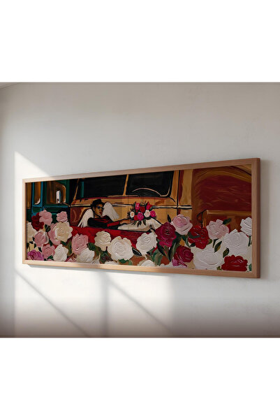 woodhomeworks Tek Parça Gerçek Ahşap Yatay Panorama Çerçeveli Tablo keyifli b...