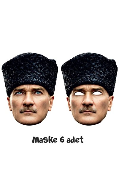 parti show Kalpaklı Atatürk Temalı Kağıt Maske 6 Adet