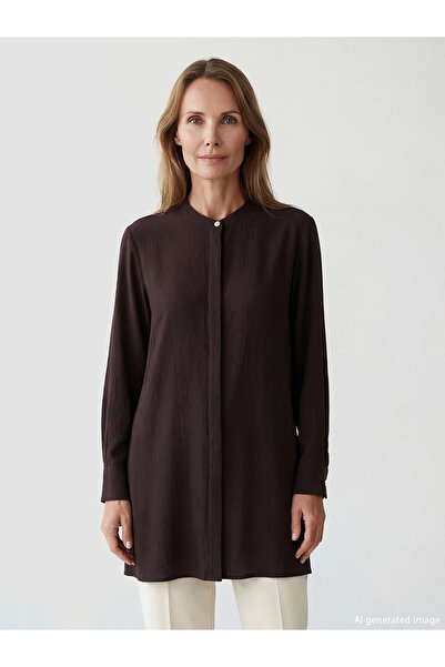 LC Waikiki Lcw Grace Brown High Collar Textured Women's Shirt Tunic