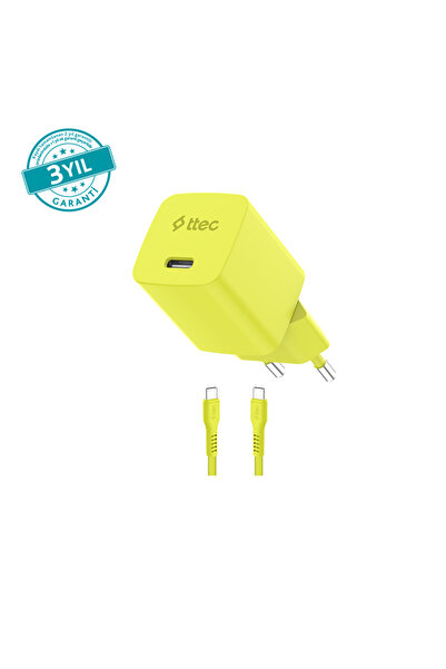 Ttec SmartCharger GAN 45W PD Seyahat Hızlı Şarj Aleti + USB-C - USB-C 3A Kabl...