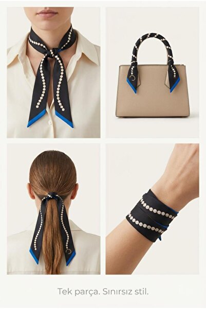 Spazio Twilly İnce Fular 88x5 cm SİYAH