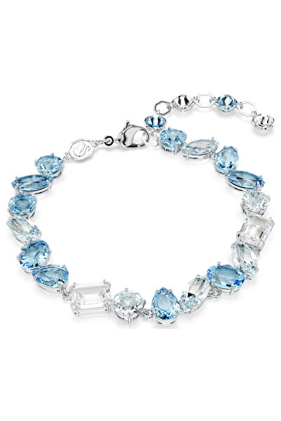 Swaroski Gema bracelet Mixed cuts, Blue, Rhodium plated-5666018