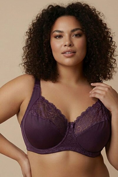 enmodaiçgiyim Μωβ Γυναικείο Σουτιέν Μεγάλου Μεγέθους εφέ σύσφιξης - Χωρίς Σύρ...