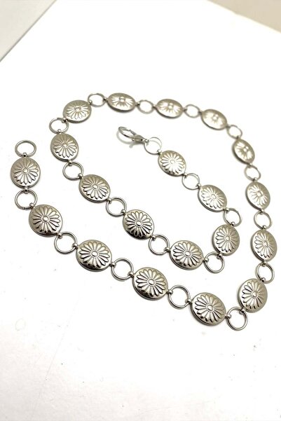 Köstebek Silver Vintage Floral Trouser Chain