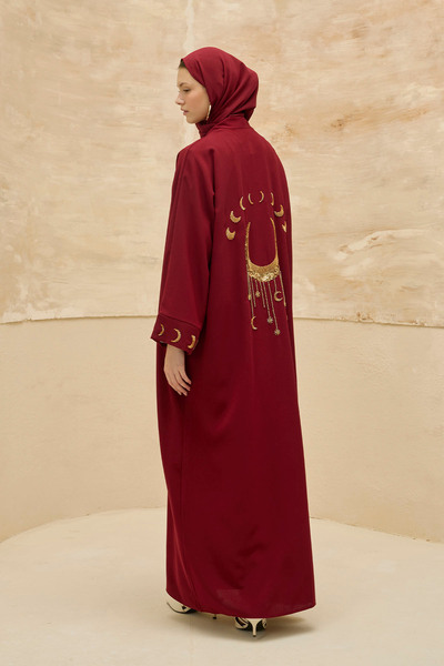ViadelAtelier Ramazan Özel Gold Hilalin Evreleri ve Ay Yıldız İşlemeli Tesett...
