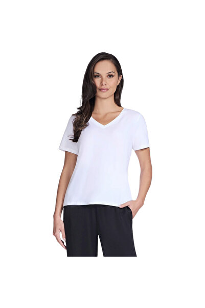 SKECHERS Tricou Pima cu decolteu în V, alb, pentru femei