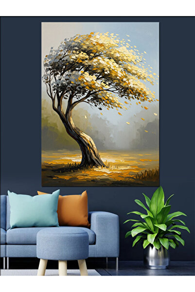 Artmeg Peisaj cu copac singuratic învârtit în vânt - Pânză decorativă - Masă ...