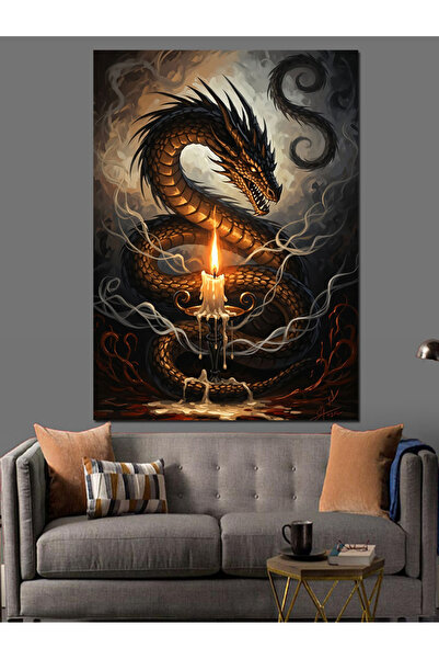 Artmeg Figurină misterioasă a dragonului la lumina lumânărilor, pânză decorat...