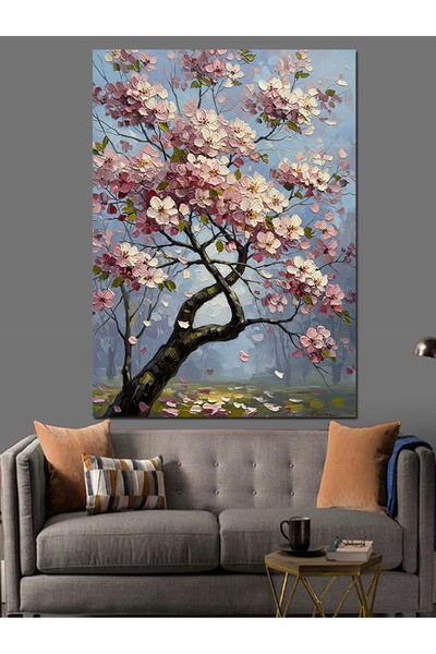 Artmeg Pânză decorativă cu copac de cireș roz înflorit primăvara - Masă din l...