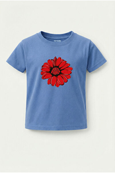 nirvoda Детска тениска с червен принт на гербера