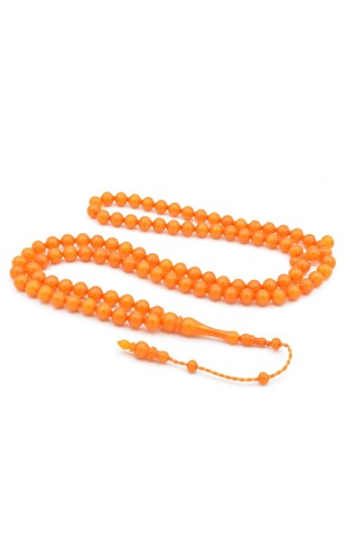 Murty99 سبحة من حجر العقيق البرتقالي المقطع بنظاميّة مُحكمة، 99 حبة، لون برتق...