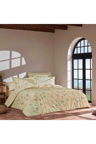 Linens Glima Cotton Satin Double Duvet Cover Set Beige