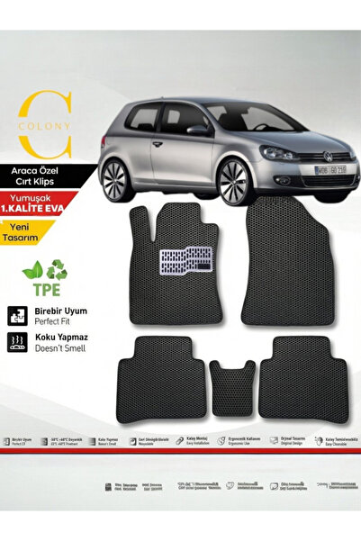COLONY Volkswagen Golf 6 Uyumlu Hücreli Premium Eva Paspas Seti Tam Set Paspa...