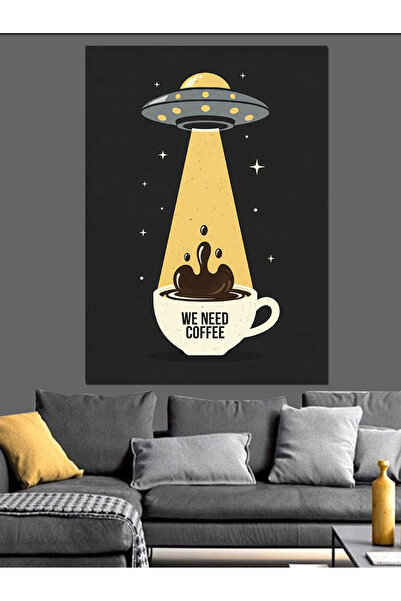 Artmeg Pânză decorativă cu navă spațială care pleacă dintr-o ceașcă de cafea ...