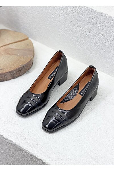 NUR KARACA 26143248Y حذاء نسائي أصلي DE جلد RTOPEDİK بكعب سميك 4 سم