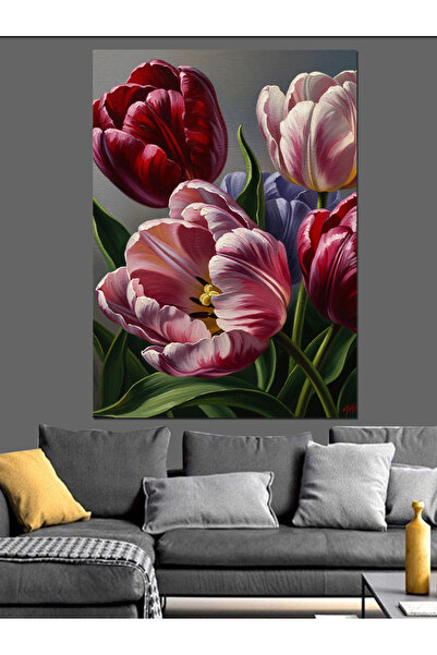Artmeg Lalele colorate și buchet de primăvară Pânză decorativă - Tablou din l...