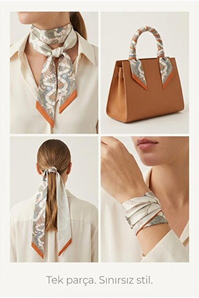 Spazio Twilly İnce Fular 88x5 cm ORANJ