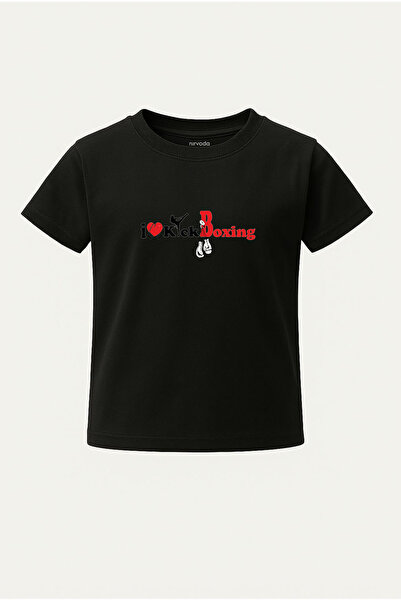 nirvoda Tricou pentru copii I Love Kick Boxing cu imprimeu Tricou pentru copii