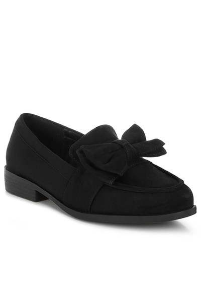 london Rag Women's Bow Accent Heeled Loafers In Black