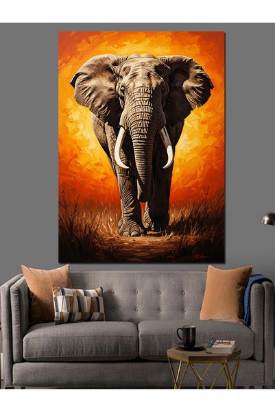 Artmeg Elefant gigant care se plimbă în deșertul Sahară - Tablou decorativ di...