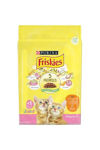 Friskies Dry Food for Cats, Junior, Chicken, Turkey and Vegetables, 10 kg