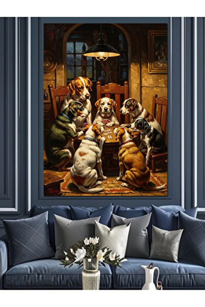 Artmeg Câini care joacă poker la masă, serie de pânze decorative - Tablou din...