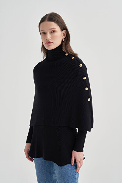 VESNA Gold Button Cape Knit Sweater