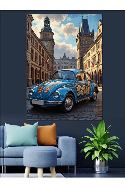 Artmeg Διακοσμητικός καμβάς αυτοκινήτου Blue Vosvos που περιπλανάται στην πόλ...