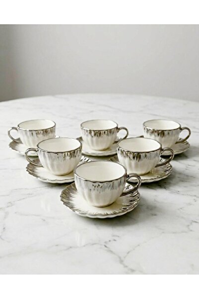 BERENHOMEE Gold ve gümüş detaylı şık fincan takımı seti