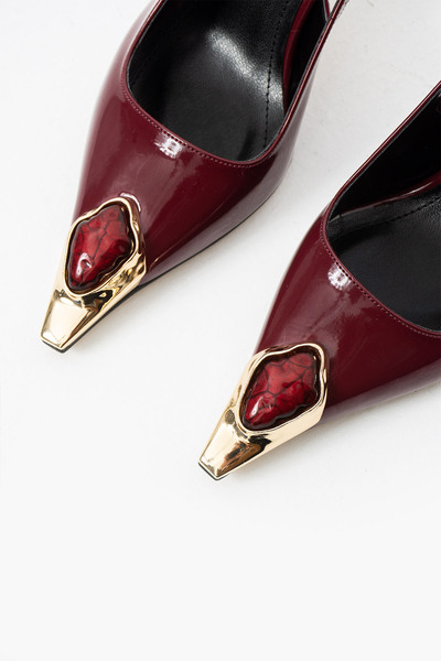 Eataly Shoes حذاء فيلمور بريميوم مزود بأكسسوارات حجرية بوردو حذاء بكعب رفيع ل...