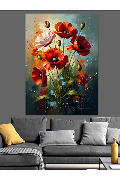 Artmeg Flori sălbatice mixte într-o vază - Pânză decorativă - Masă din lemn MDF