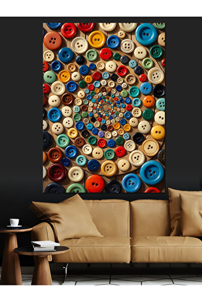 Artmeg Pânză decorativă cu mozaic abstract, formată din nasturi colorați - Ma...